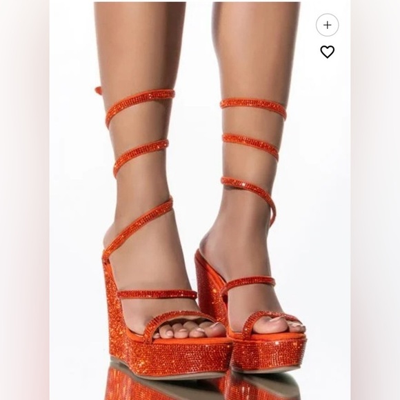 NIB AZALEA WANG COSMO ORANGE PLATFORM WEDGE SANDAL. Size 7.5M. - Picture 11 of 11